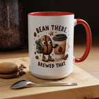 Bean There Brewed That Coffee Mug — Cute Coffee Bean & Cup Accent Mug (11/15oz)