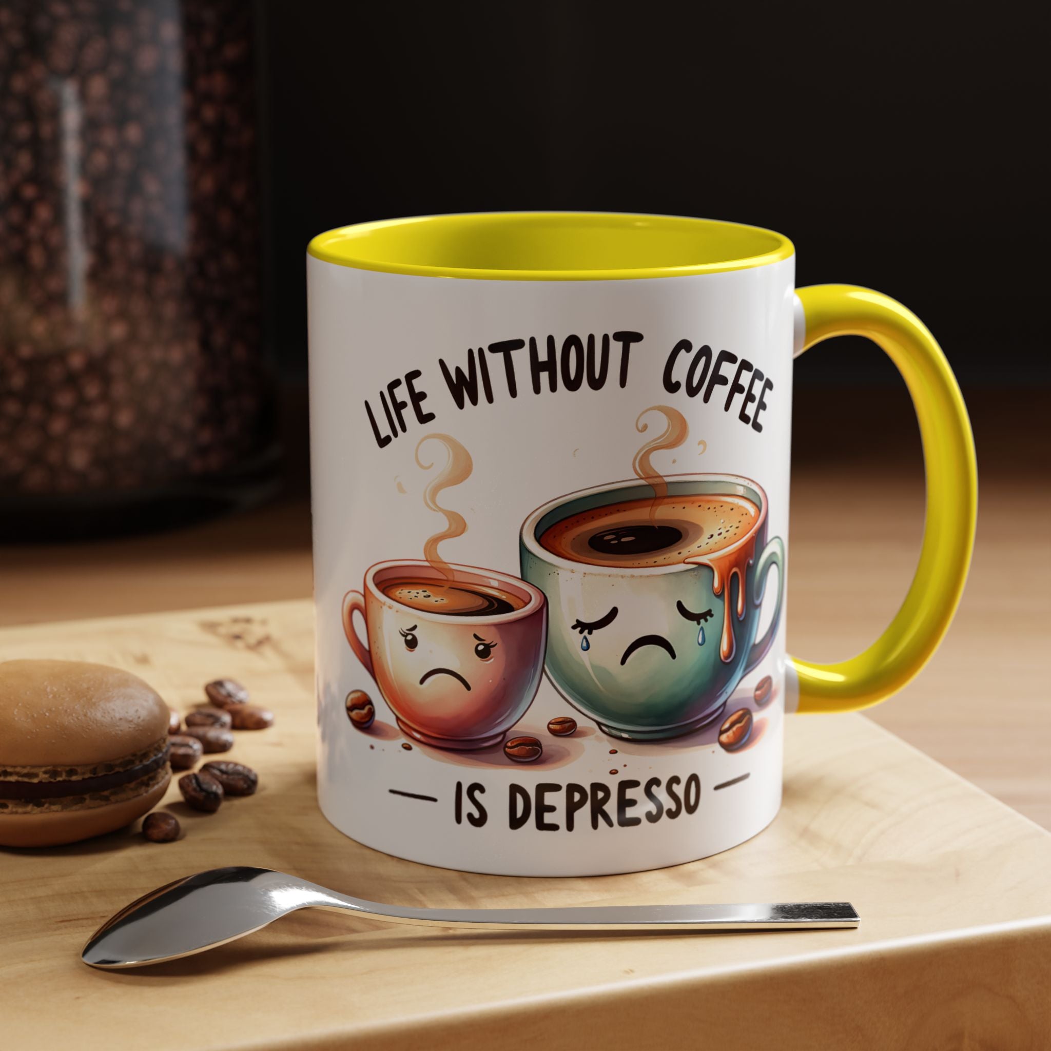 "Life Without Coffee Is Depresso" Accent Ceramic Mug (11/15oz) — Coffee Mug