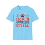 Dogs Books & Coffee T-Shirt (Red) — Dog Lover Reading & Coffee Tee