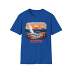 Yellowstone National Park Scenic T-Shirt — Geyser Sunset Graphic Tee
