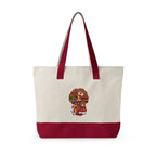 Black Nurse Magic w/Brown Afro Canvas Tote — Zippered Floral Calavera Bag