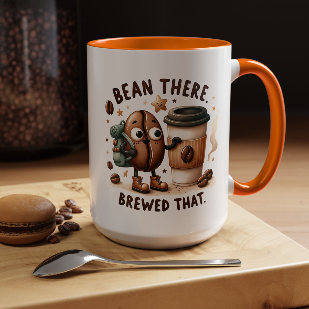 Bean There Brewed That Coffee Mug — Cute Coffee Bean & Cup Accent Mug (11/15oz)