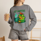 Sip Happens Sweatshirt — Funny Frog Coffee Crewneck