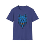 Blue Wolf Head T-Shirt – Stylized Tribal Wolf Graphic Tee