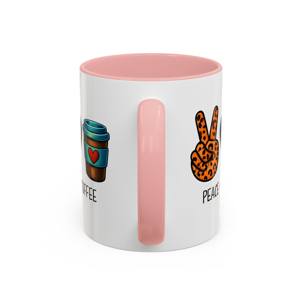 Peace • Love • Coffee Accent Mug — Leopard Peace Sign Coffee Lover Gift