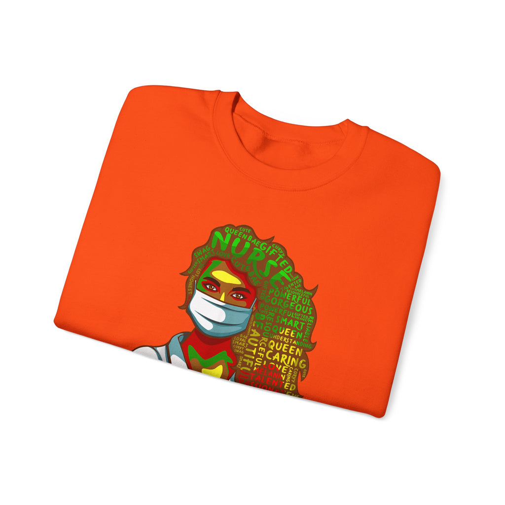 Nurse Hero Crewneck Sweatshirt — "Nurse: Queen of Care" Medical Tribute