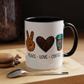 Peace • Love • Coffee Accent Mug — Leopard Peace Sign Coffee Lover Gift