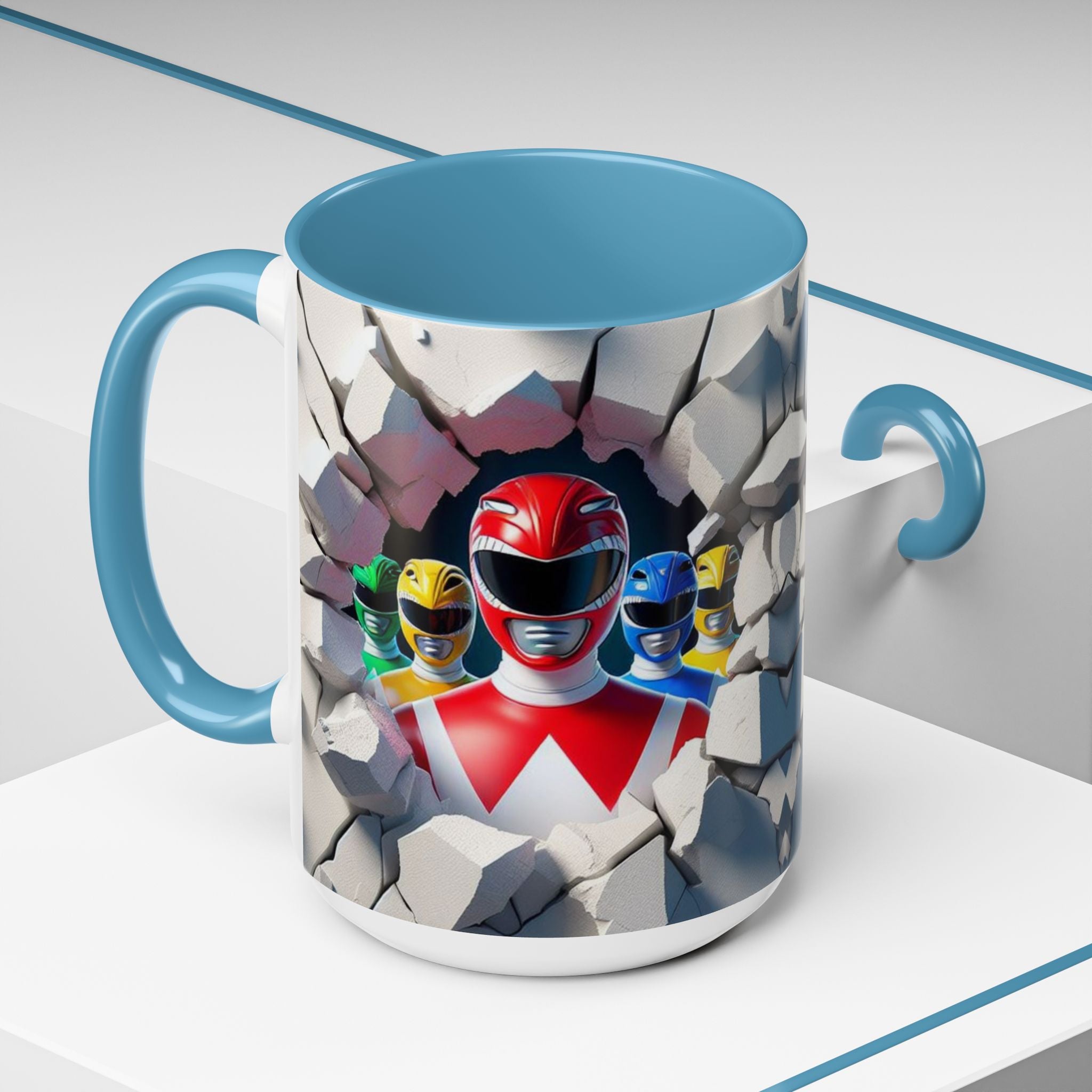 Power Rangers Coffee Mug — Retro Superhero Team Design (11/15 oz)