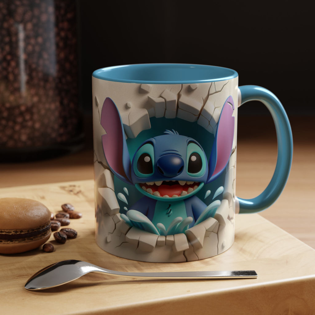 Stitch Peekaboo Accent Coffee Mug – Cute Alien Character 11/15oz