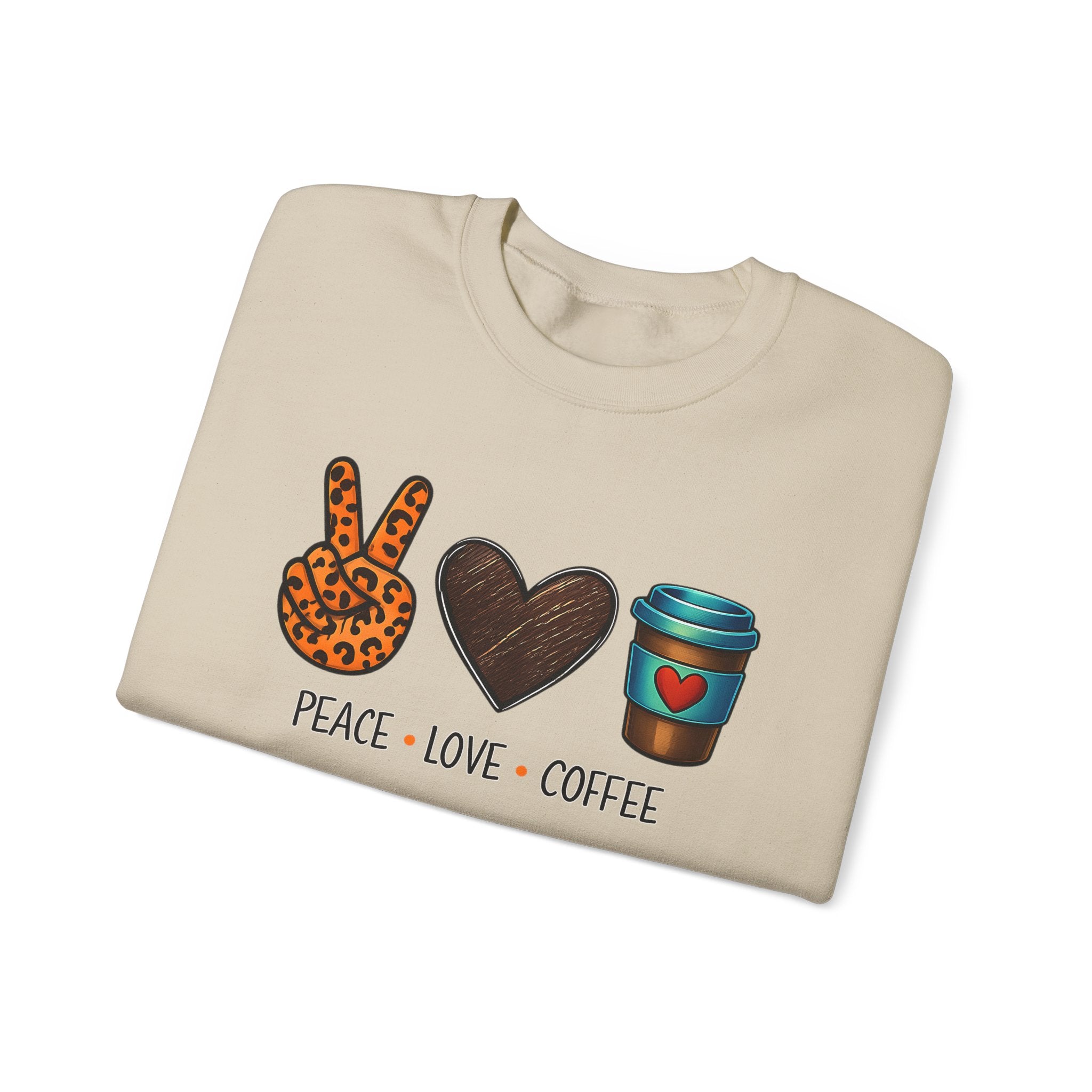 Peace • Love • Coffee Sweatshirt — Cozy Coffee Lover Crewneck