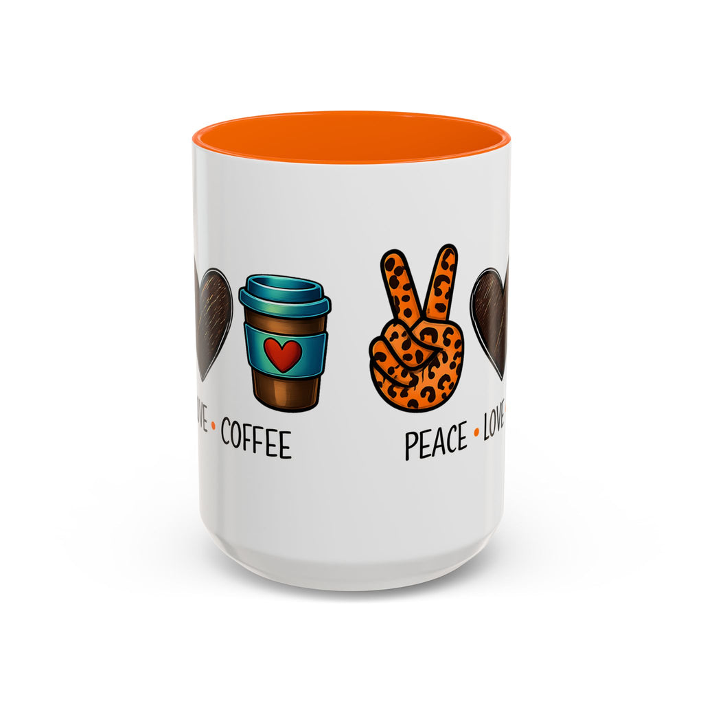 Peace • Love • Coffee Accent Mug — Leopard Peace Sign Coffee Lover Gift