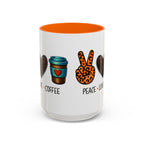 Peace • Love • Coffee Accent Mug — Leopard Peace Sign Coffee Lover Gift