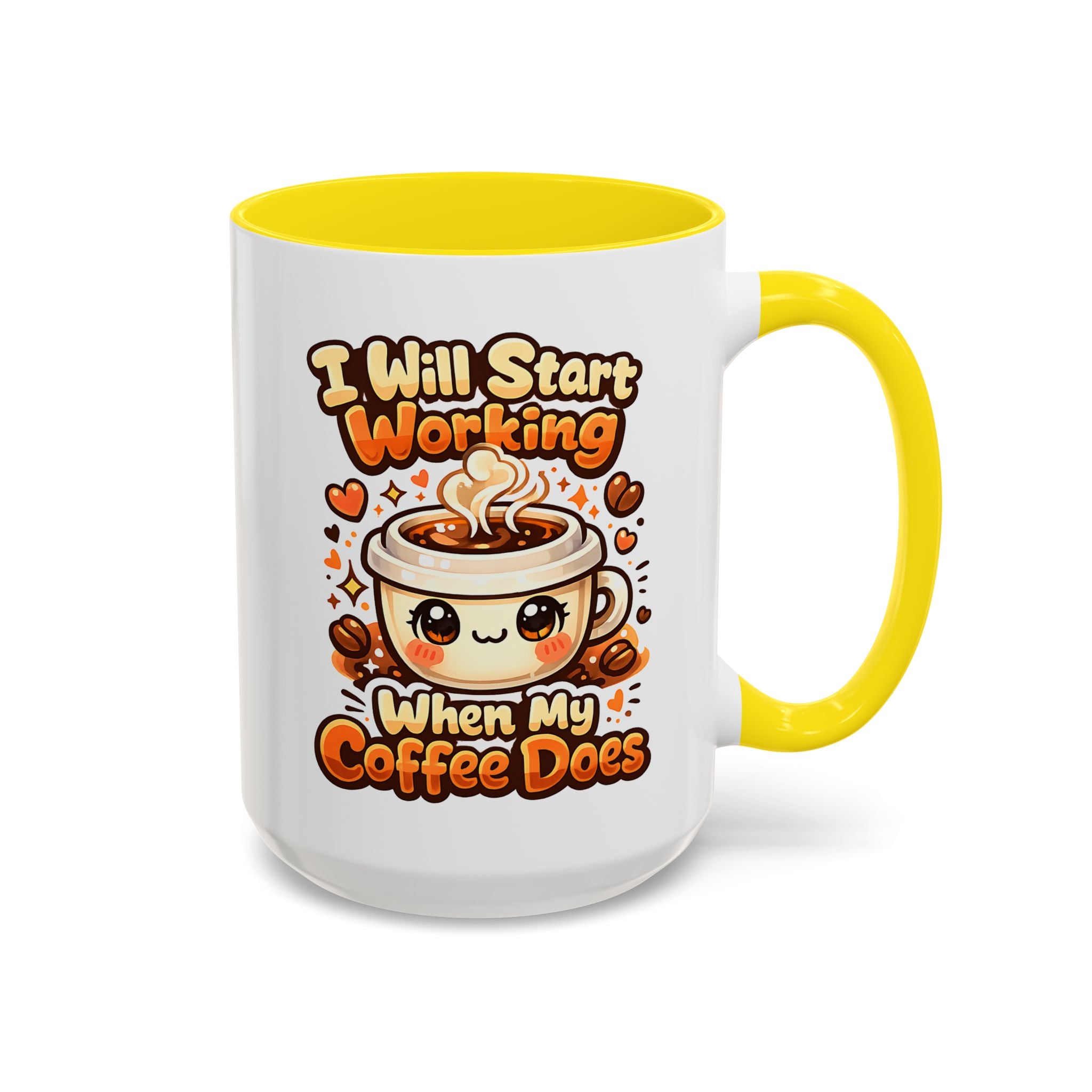 “I Will Start Working When My Coffee Does” Cute Kawaii Coffee Lover Gift — Coffee Mug