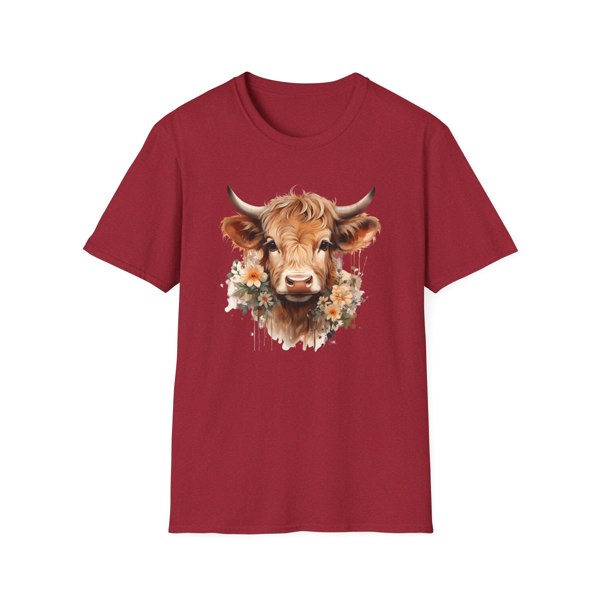 Cow Floral Tee — Cute Highland Cow Graphic T-Shirt
