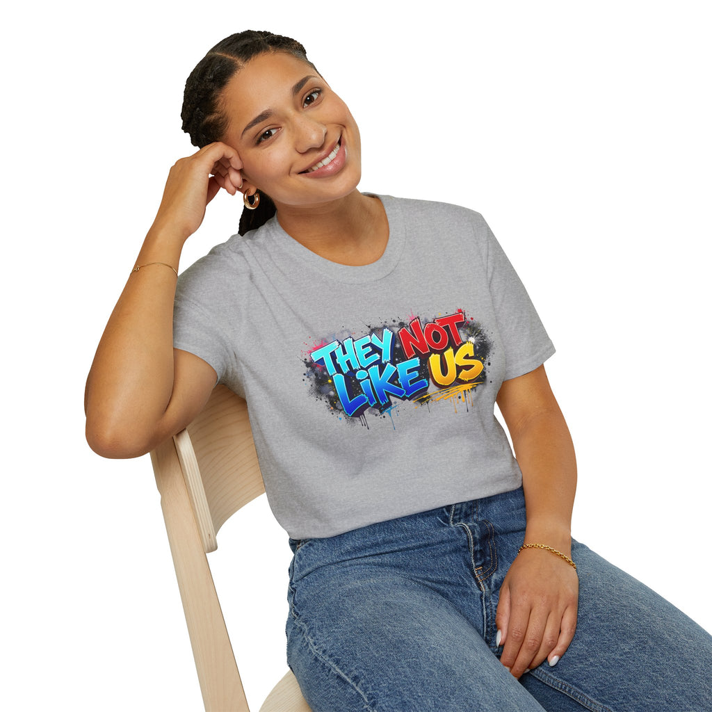 They Not Like Us T-Shirt — Bold Graffiti Statement Tee