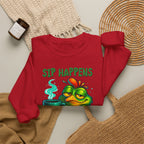 Sip Happens Sweatshirt — Funny Frog Coffee Crewneck
