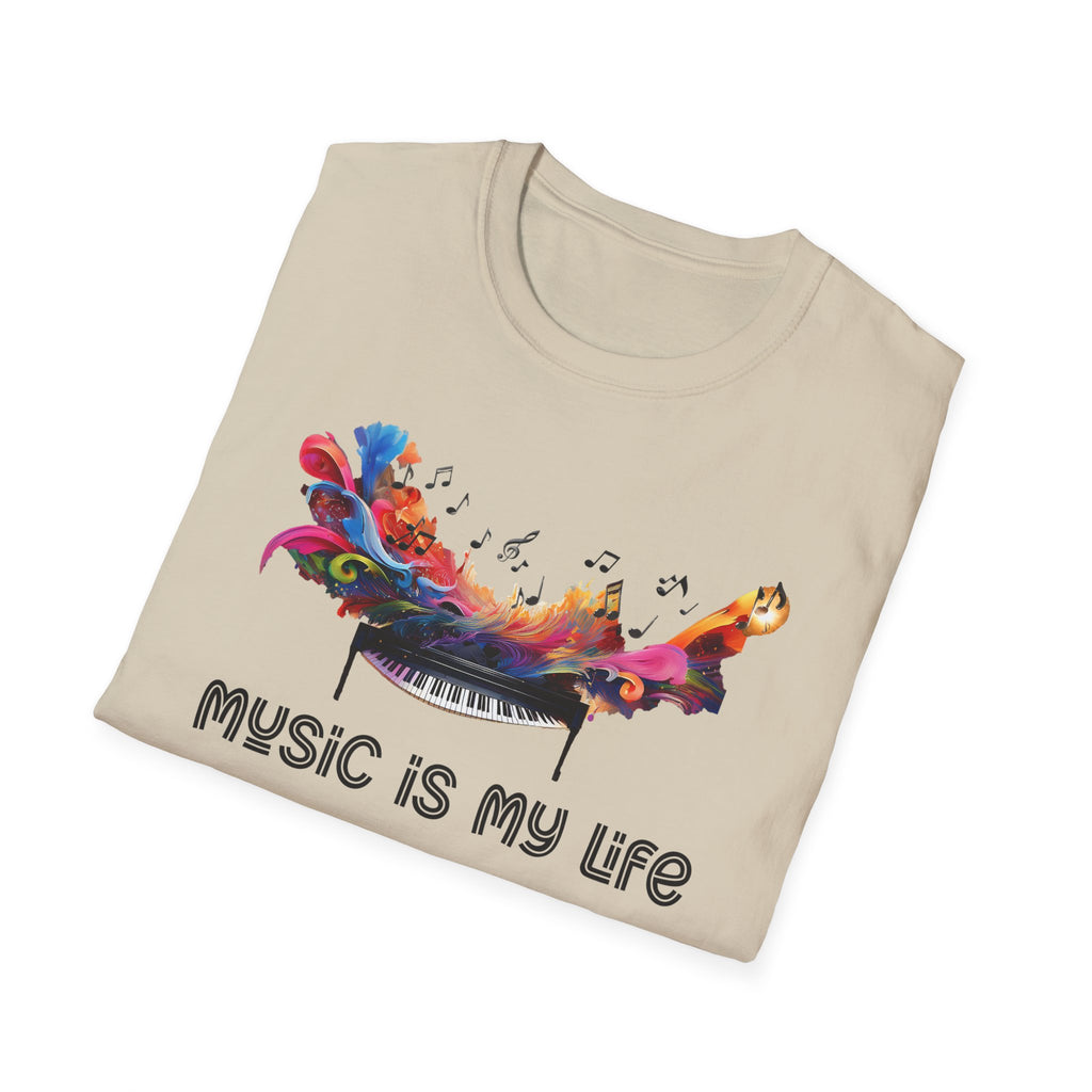 Music Is My Life T-Shirt — Colorful Piano Splash Graphic Tee
