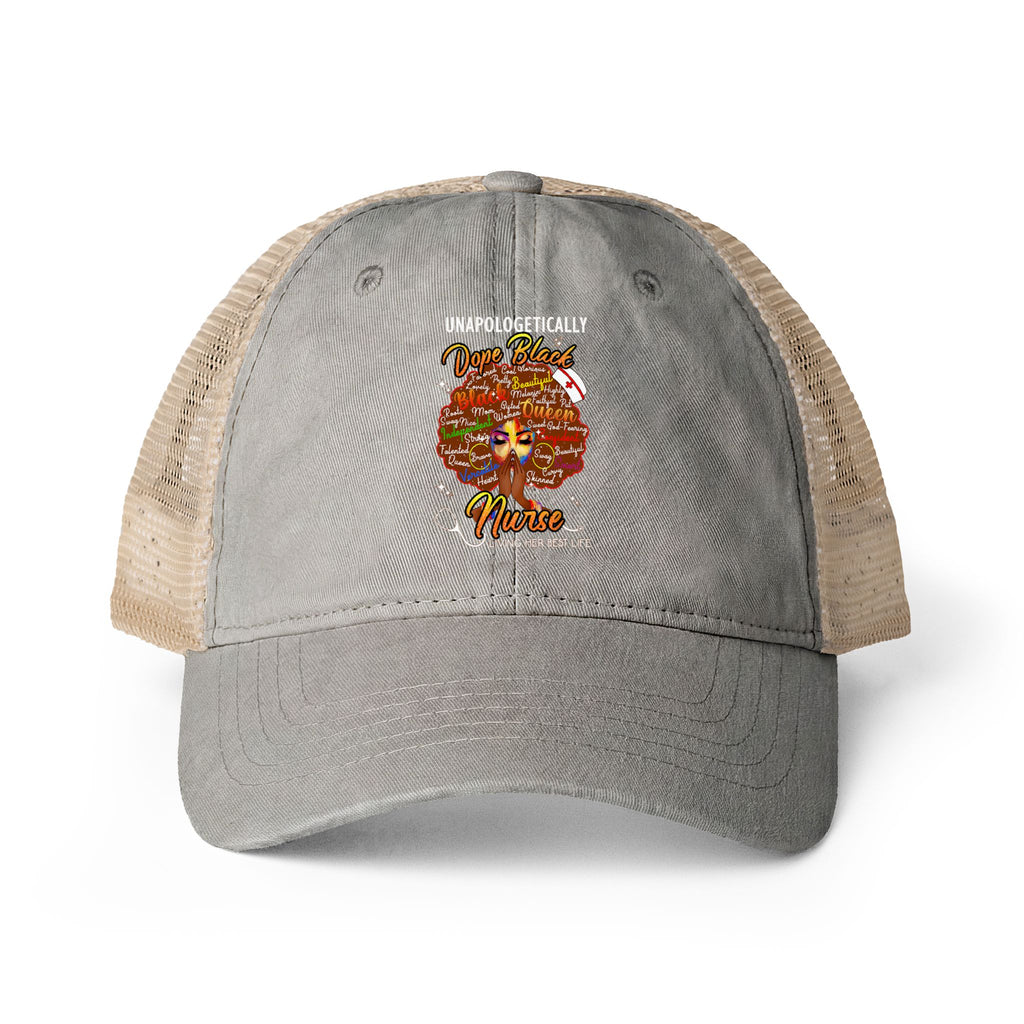 Unapologetically Dope Black Nurse - Women's Washed Mesh-Ponytail Back Cap