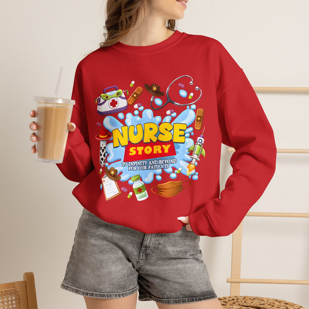 Nurse Story Sweatshirt — Cute Medical Cartoon Crewneck for Nurses