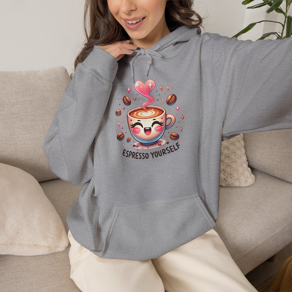 Espresso Yourself Hoodie - Cute Coffee Cup Graphic Hoodie for Coffee Lovers