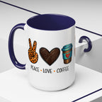 Peace • Love • Coffee Accent Mug — Leopard Peace Sign Coffee Lover Gift