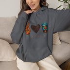 Peace • Love • Coffee Hoodie — Leopard Peace Sign & Coffee Cup Graphic Sweatshirt