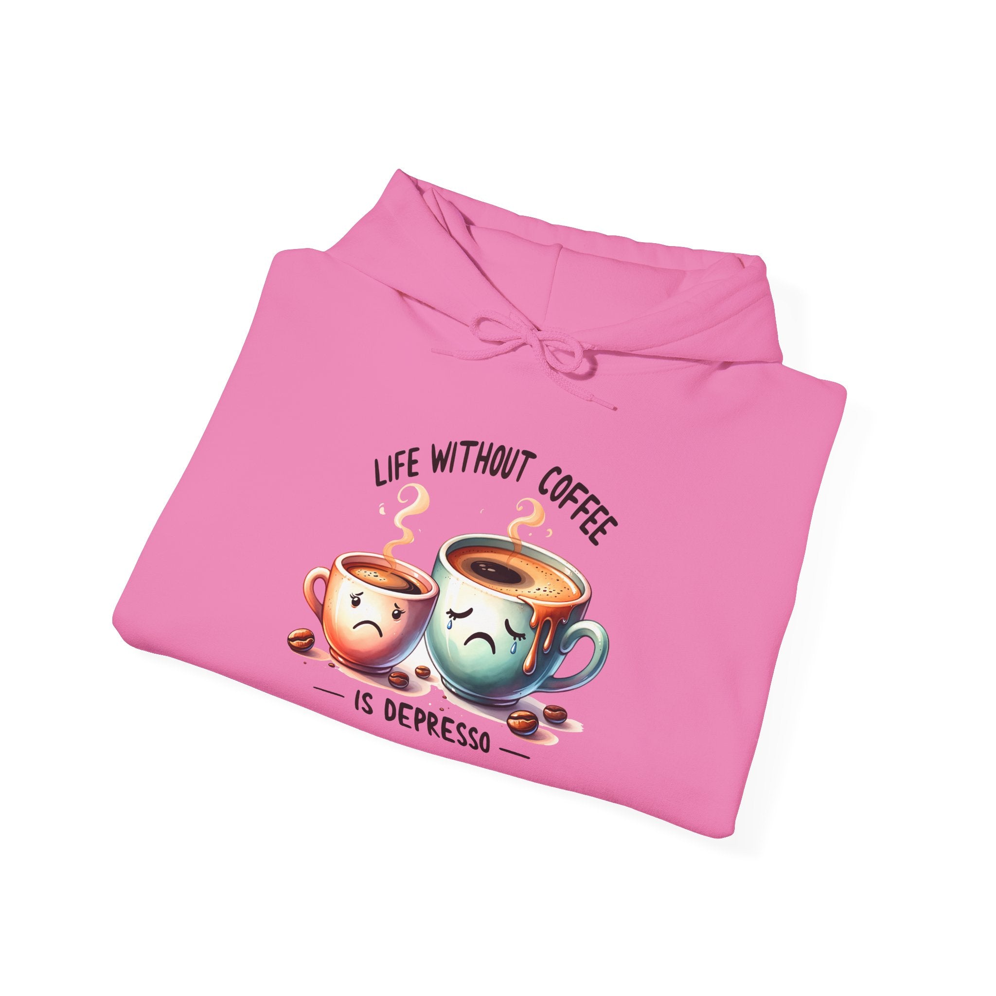 “Life Without Coffee Is Depresso” Cute Cartoon Coffee Hoodie — Coffee Lovers Hoodie