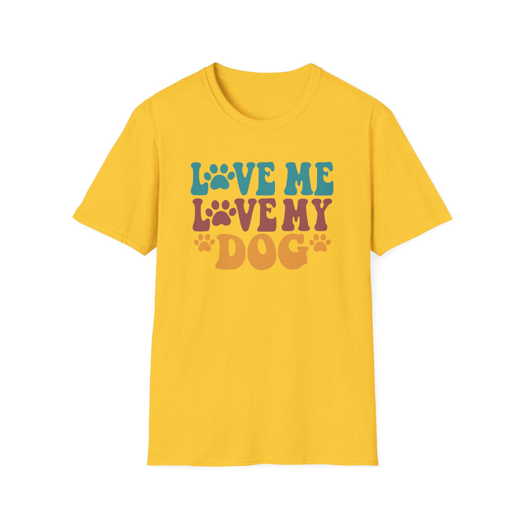 Love Me Love My Dog T-Shirt — Retro Paw Print Dog Lover Tee