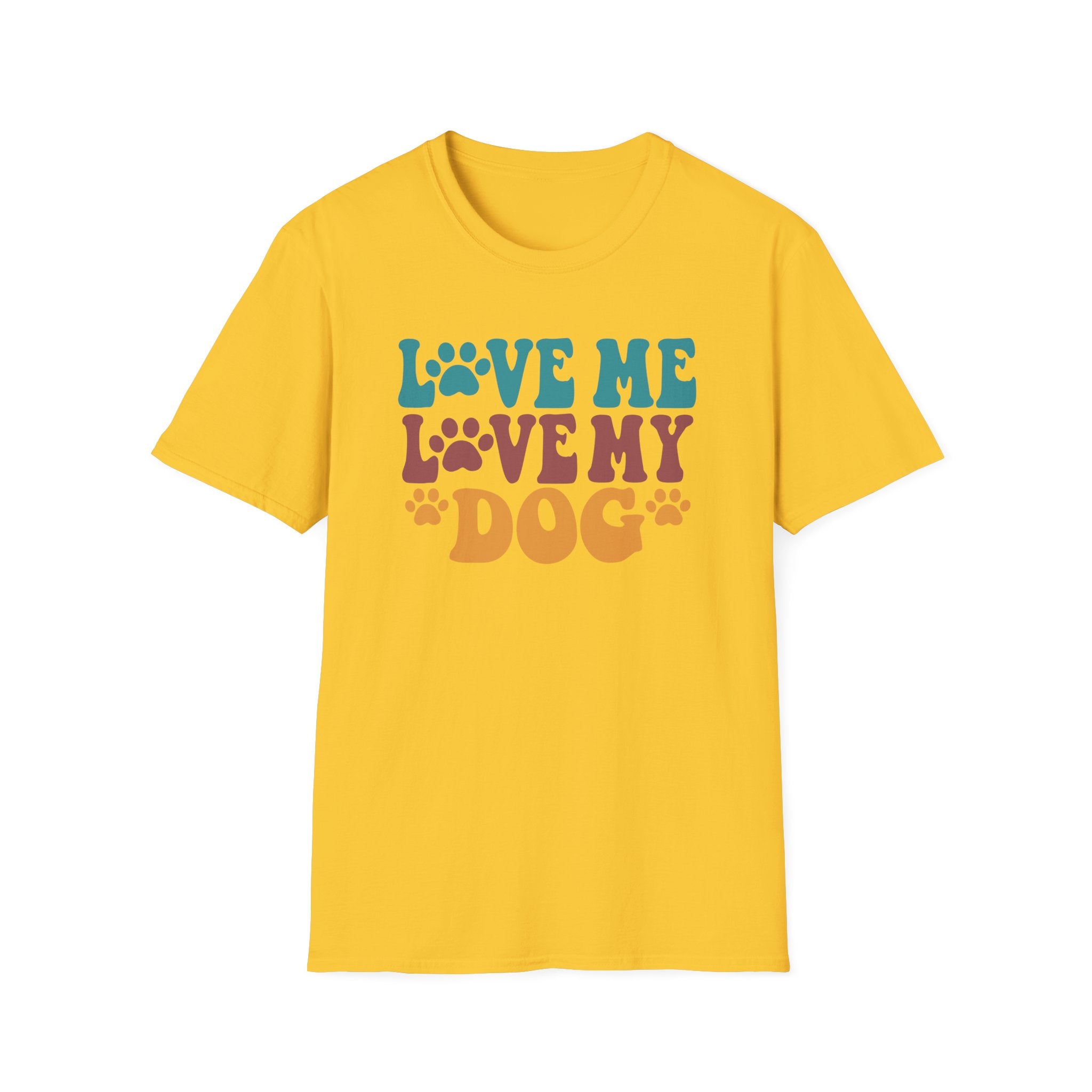 Love Me Love My Dog T-Shirt — Retro Paw Print Dog Lover Tee