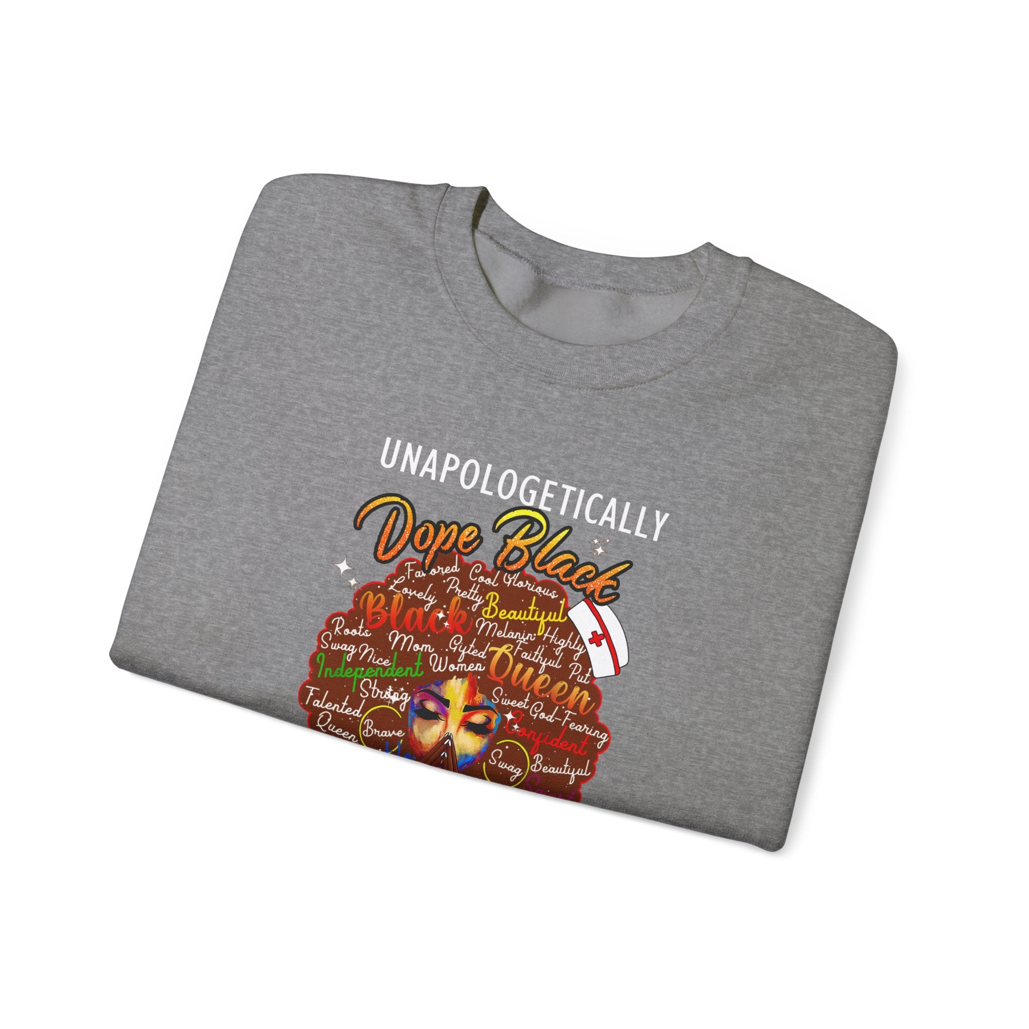 Unapologetically Dope Black Nurse Crewneck Sweatshirt – Brown Afro Nurse Stethoscope Design