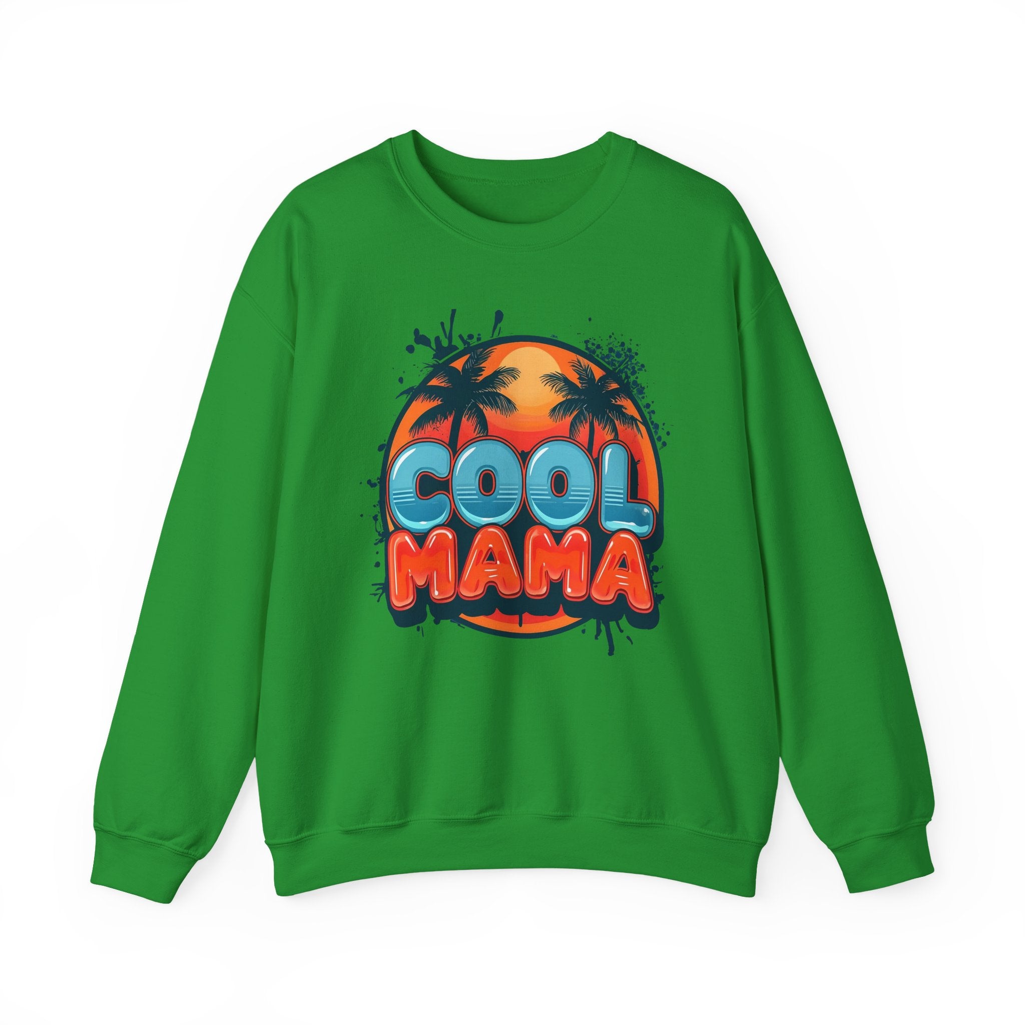 Cool Mama Crewneck Sweatshirt — Retro Sunset Palm Graphic for Moms
