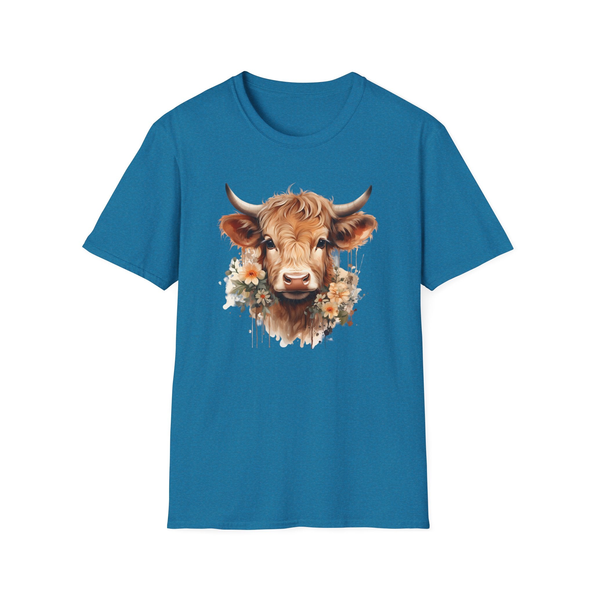 Cow Floral Tee — Cute Highland Cow Graphic T-Shirt