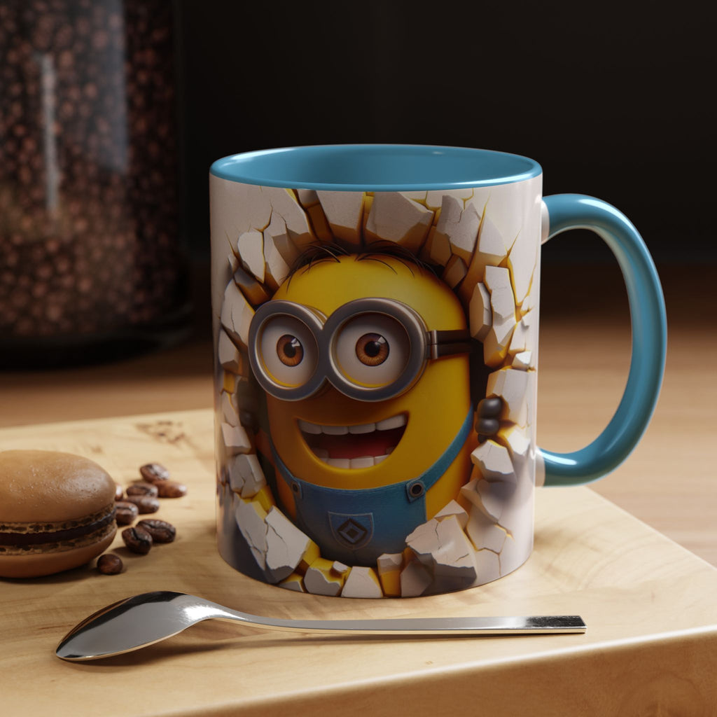 Minion "Breaking Wall" Accent Coffee Mug — Funny Cartoon Movie Character 11/15oz
