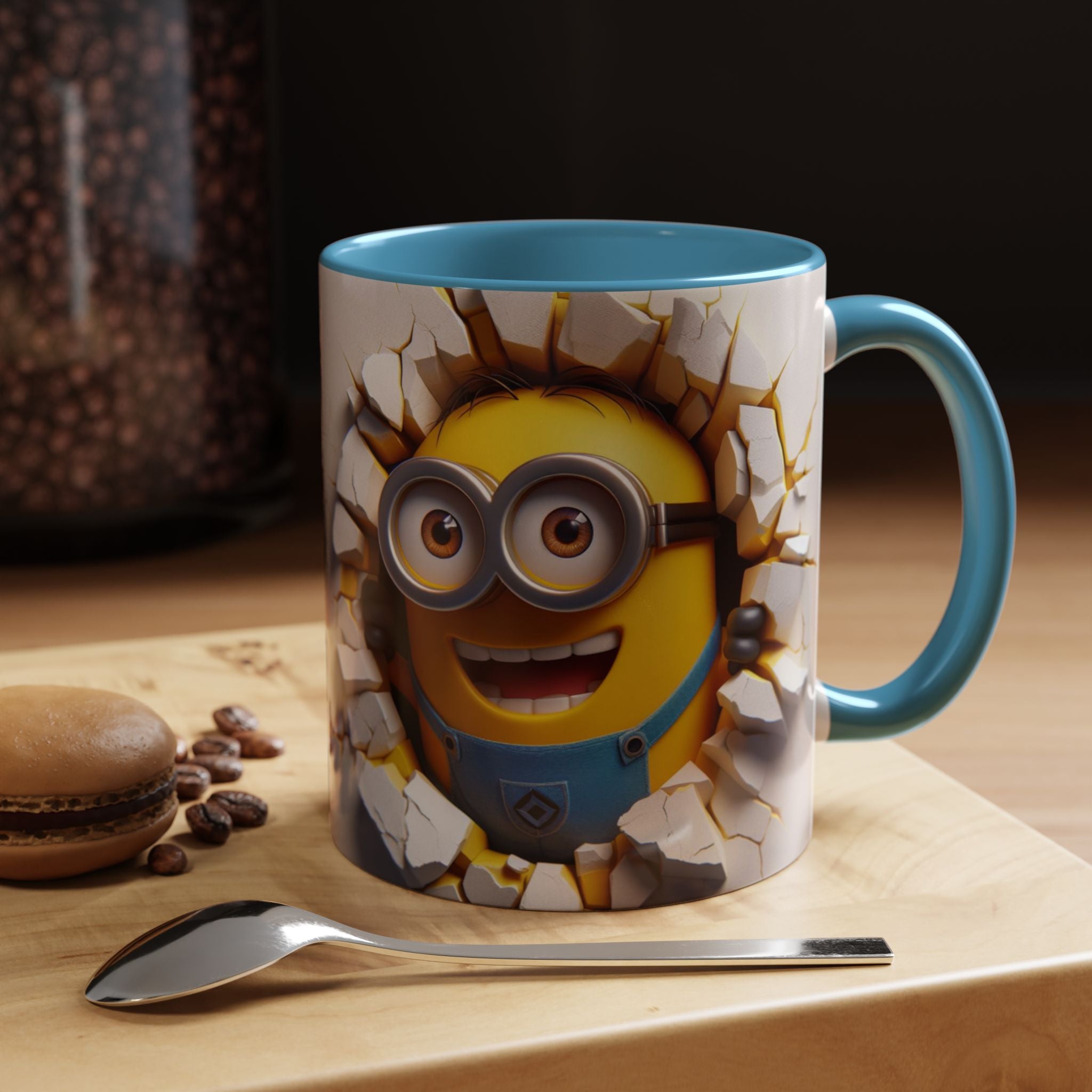 Minion "Breaking Wall" Accent Coffee Mug — Funny Cartoon Movie Character 11/15oz