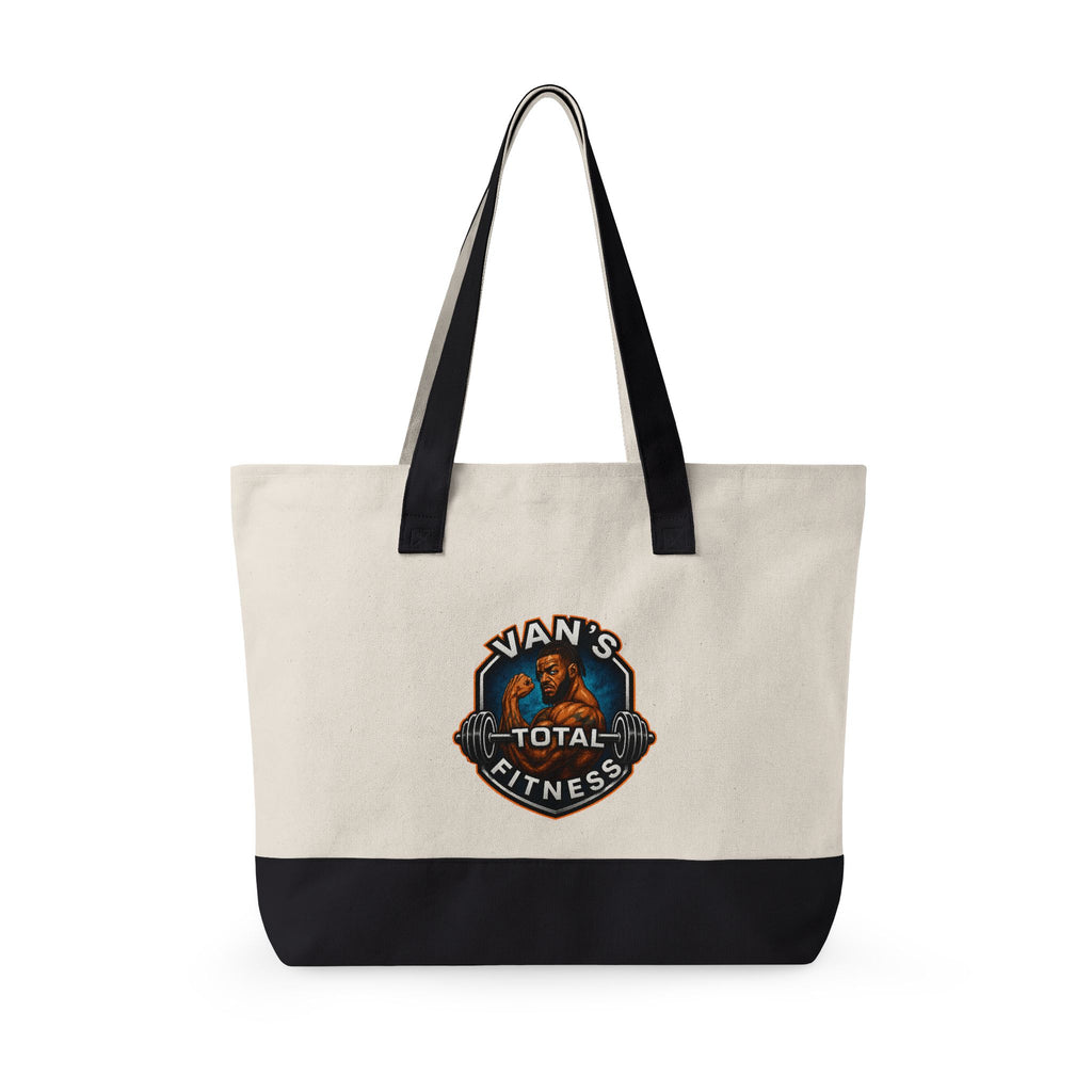 Fitness Logo Canvas Tote Bag — "Van's Total Fitness" Zippered Beach & Gym Tote