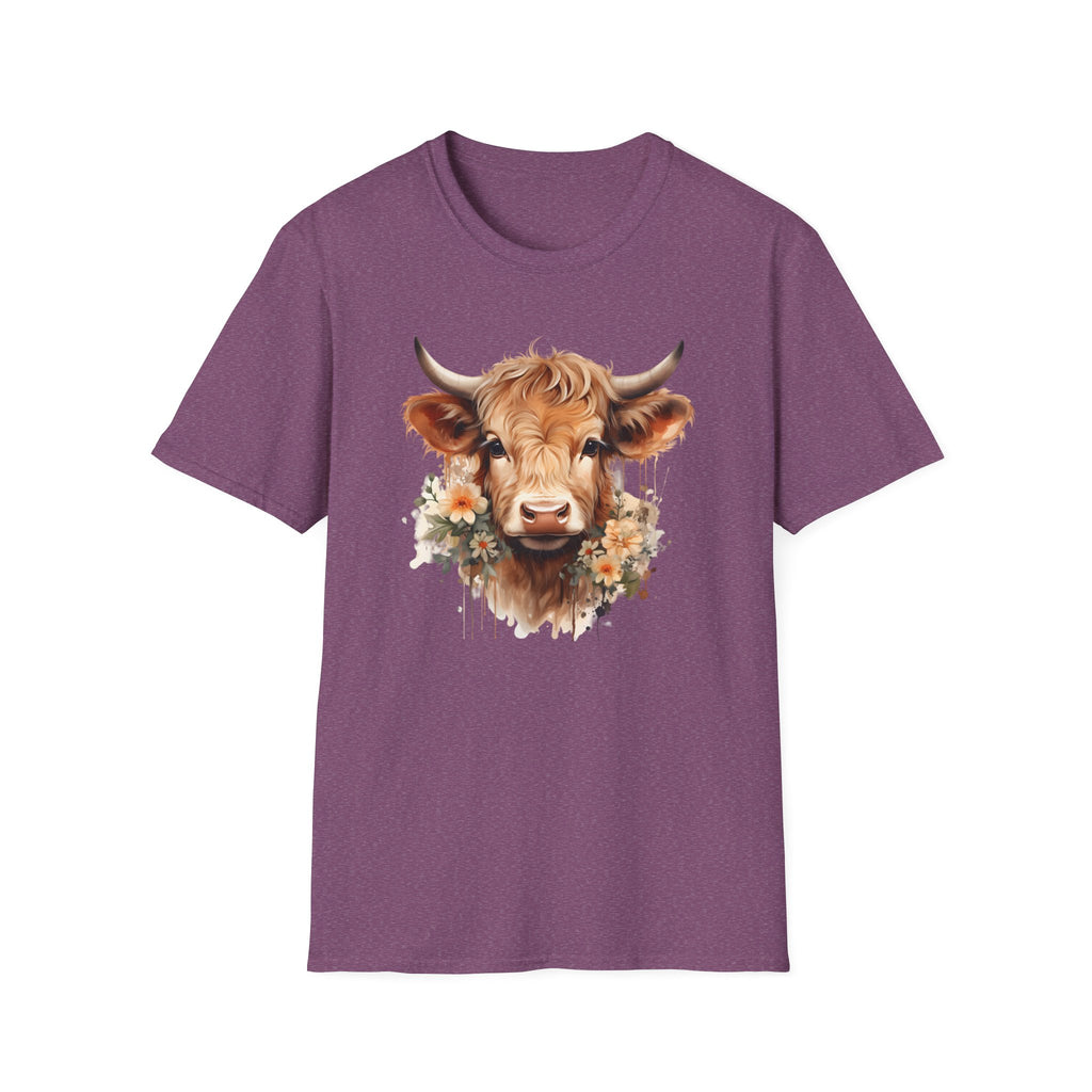 Cow Floral Tee — Cute Highland Cow Graphic T-Shirt