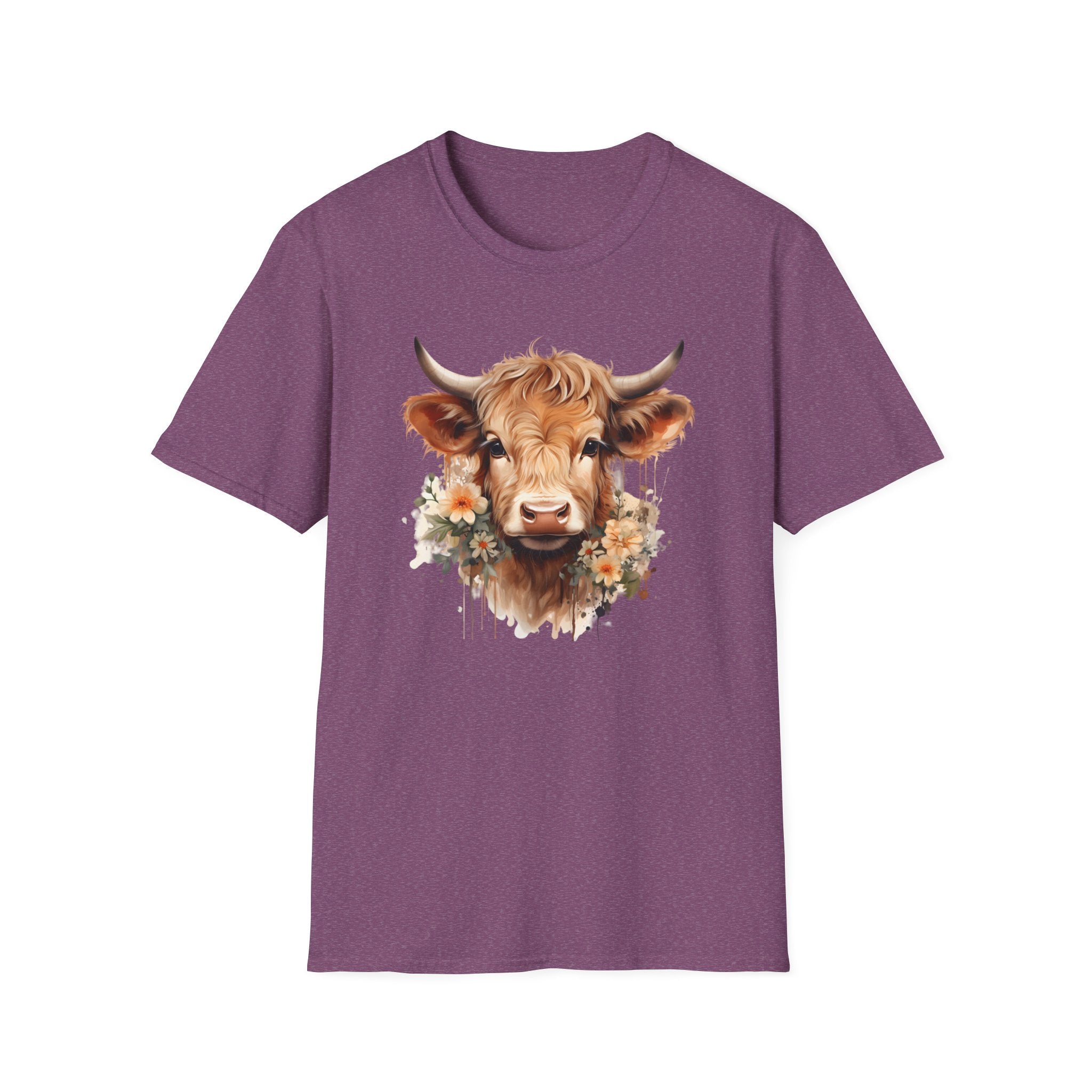 Cow Floral Tee — Cute Highland Cow Graphic T-Shirt