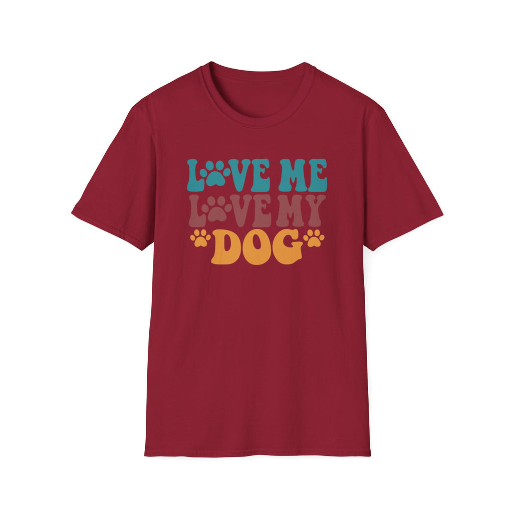 Love Me Love My Dog T-Shirt — Retro Paw Print Dog Lover Tee