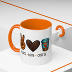 Peace • Love • Coffee Accent Mug — Leopard Peace Sign Coffee Lover Gift