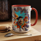 Flintstones "Break Through" Accent Coffee Mug — Retro Cartoon Stone Age Design (11/15 oz)
