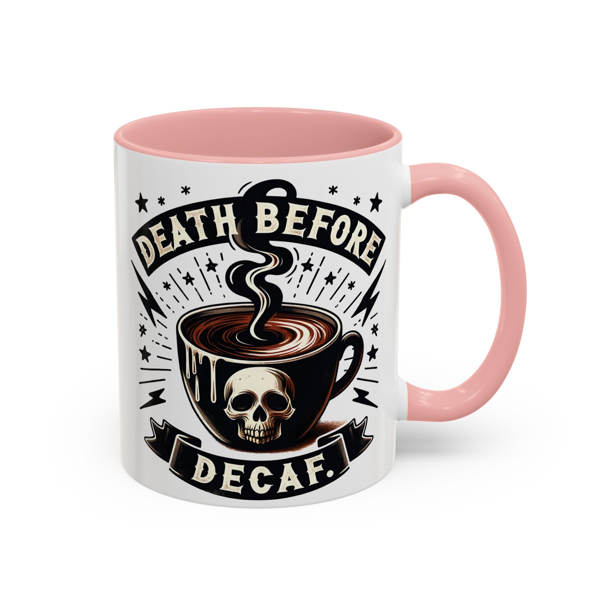 Death Before Decaf Coffee Mug — Skull Coffee Lover Gift (11/15oz)