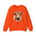 Cow Floral Crewneck Sweatshirt — Cute Cow Face with Daisies