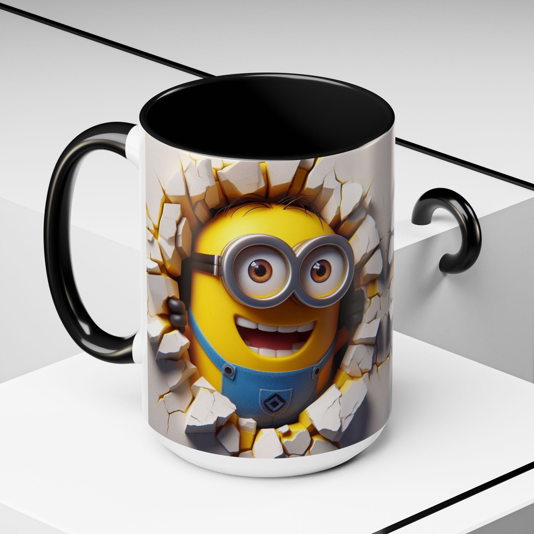 Minion "Breaking Wall" Accent Coffee Mug — Funny Cartoon Movie Character 11/15oz