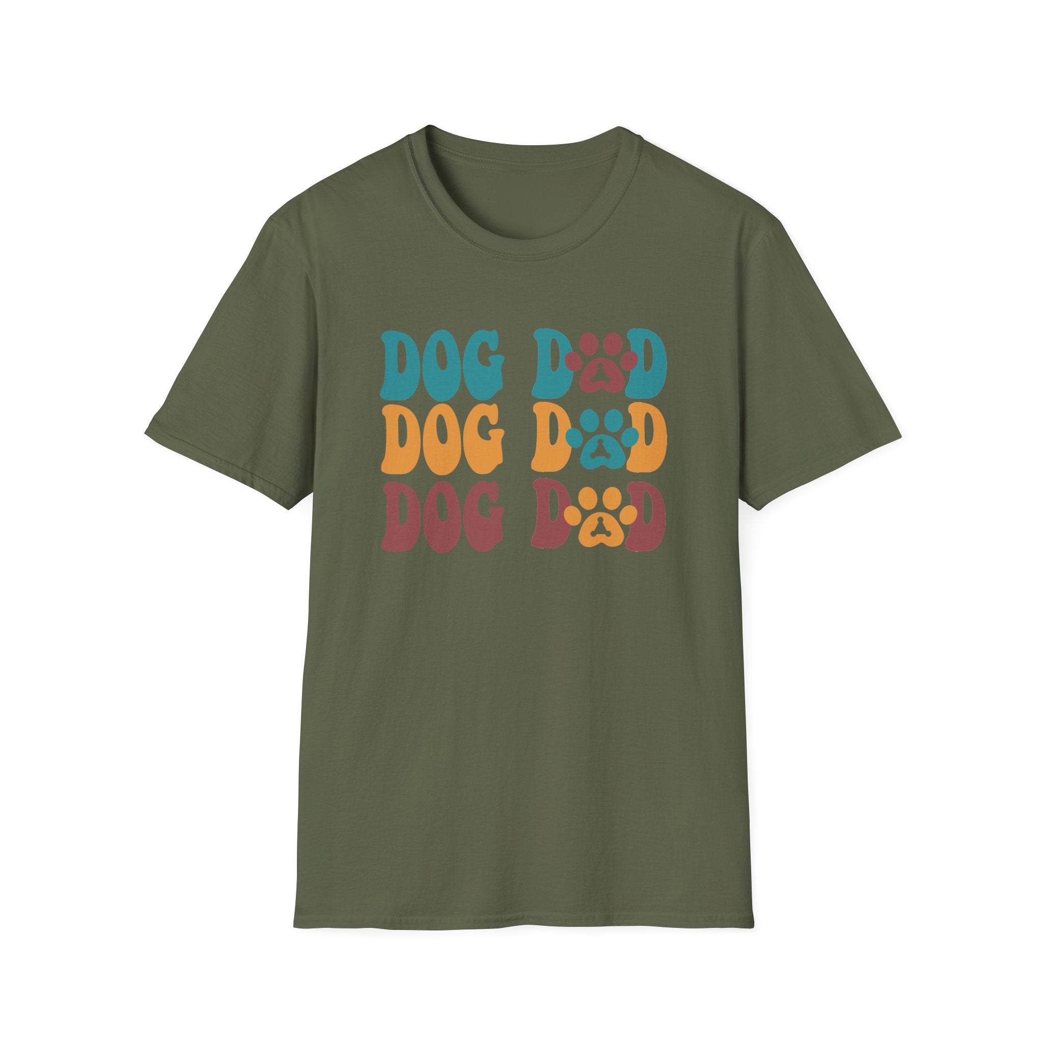 Dog Dad Retro Paw Graphic T-Shirt