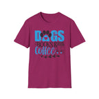 Dogs Books & Coffee T-Shirt (Blue) — Cute Paw, Book & Coffee Graphic Tee for Dog Lovers