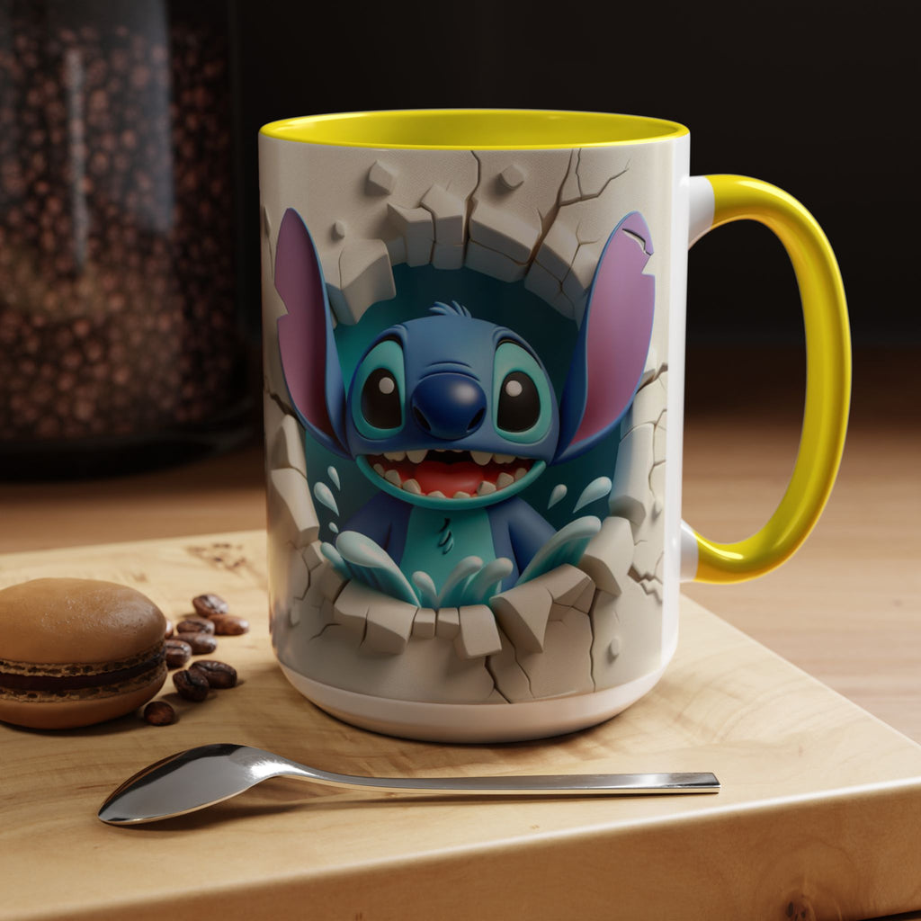 Stitch Peekaboo Accent Coffee Mug – Cute Alien Character 11/15oz