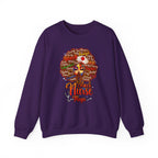 Black Nurse Magic Crewneck Sweatshirt — Brown Afro Nurse Heartbeat Design