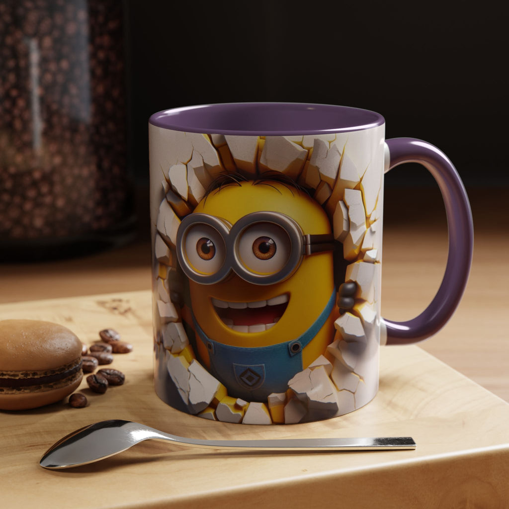 Minion "Breaking Wall" Accent Coffee Mug — Funny Cartoon Movie Character 11/15oz