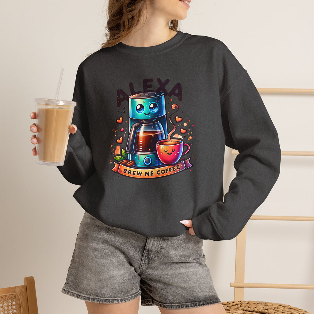 Alexa Coffee Robot Sweatshirt — 'Alexa Brew Me Coffee' Cozy Crewneck