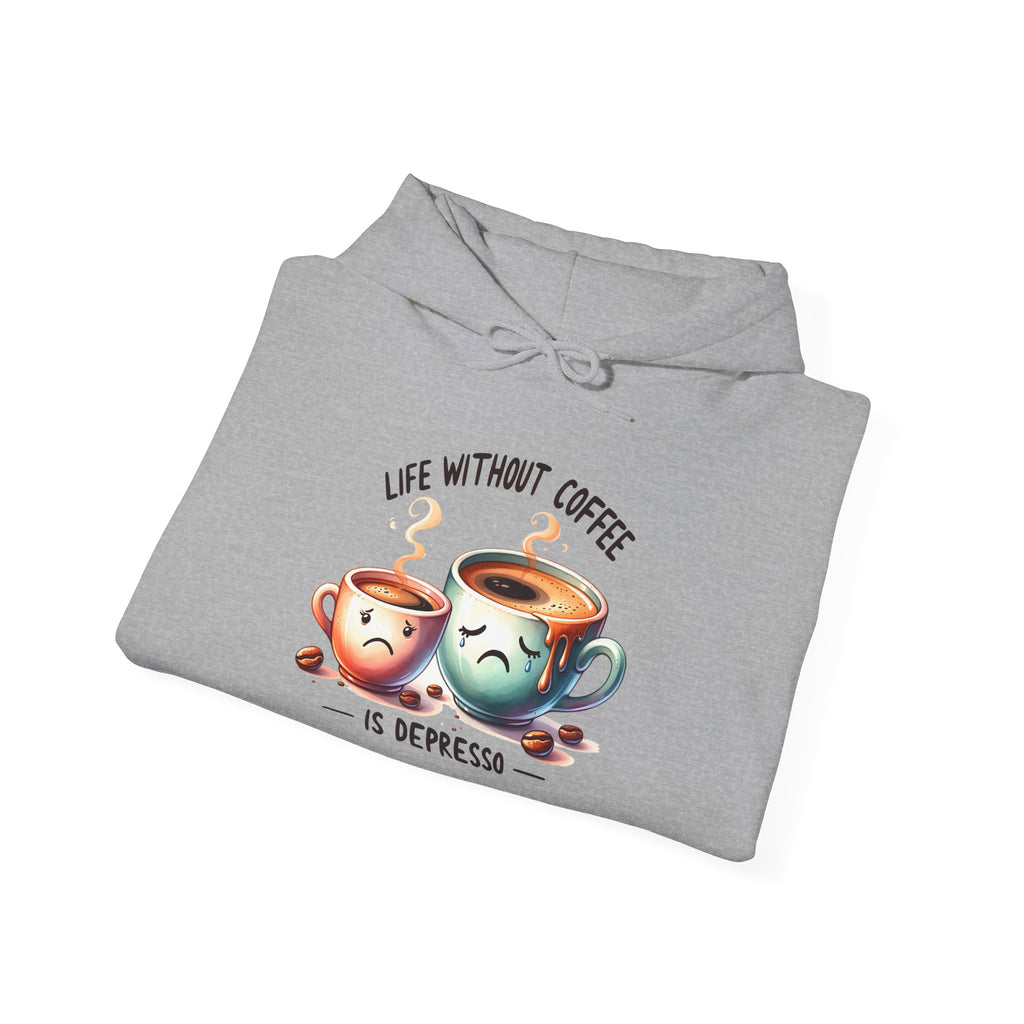“Life Without Coffee Is Depresso” Cute Cartoon Coffee Hoodie — Coffee Lovers Hoodie